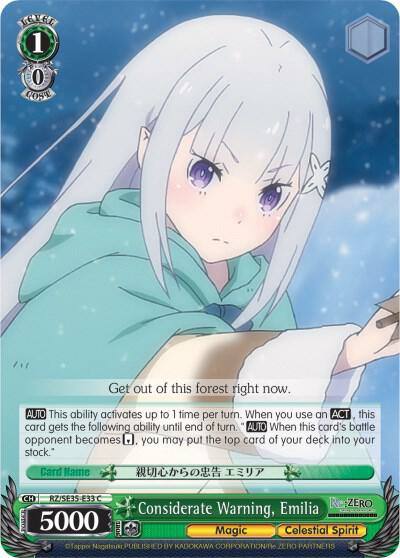 Considerate Warning Emilia RZ/SE35-E33 C Re:ZERO: The Frozen Bond Card