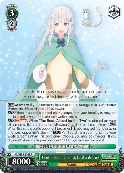 Contractor and Spirit Emilia and Puck Parallel Foil RZ/SE35-E04 RR Re:ZERO: The Frozen Bond Card