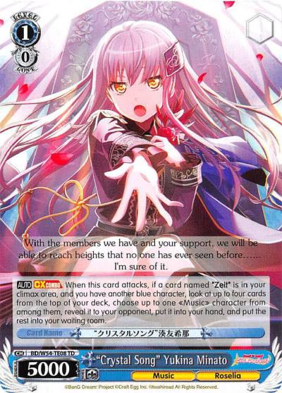 Crystal Song Yukina Minato BD/W54-TE08 TD BanG Dream! Girls Band Party! Card