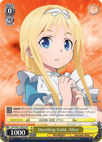 Dazzling Gold Alice SR SAO/S65-TE02S SR Sword Art Online -Alicization- Card