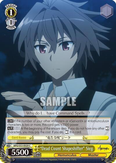 Dead Count Shapeshifter Sieg APO/S53-E020 C Fate/Apocrypha Card