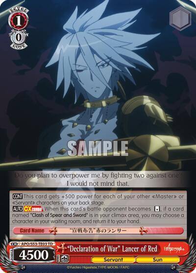 Declaration of War Lancer of Red APO/S53-TE03 TD Fate/Apocrypha Card