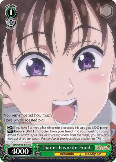 Diane Favorite Food SDS/SX03-T15 TD The Seven Deadly Sins Card