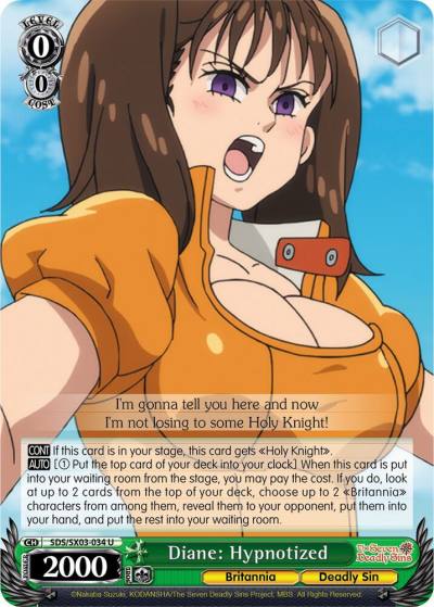 Diane Hypnotized SDS/SX03-034 U The Seven Deadly Sins Card