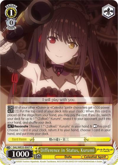 Difference in Status Kurumi Parallel Foil DAL/WE33-E007 R Date A Bullet Card