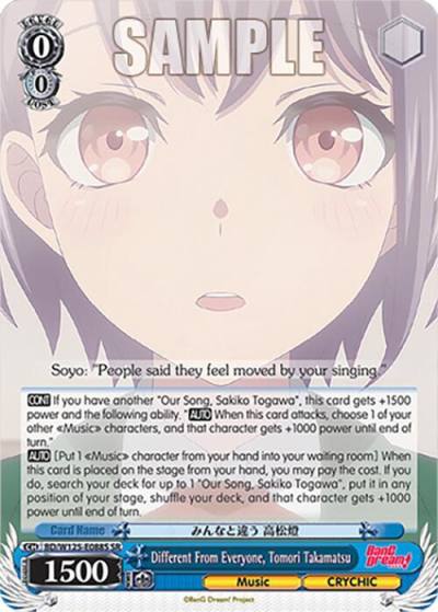 Different From Everyone Tomori Takamatsu SR BD/W125-E088S SR MyGO!!!!! x Ave Mujica Card