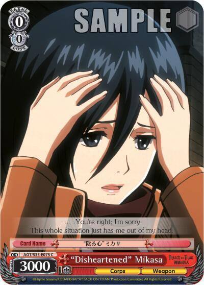 Disheartened Mikasa AOT/S35-E075 C Attack on Titan Card