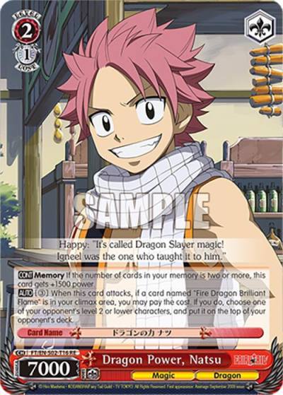 Dragon Power Natsu FT/EN-S02-T16 TD RE Fairy Tail Chronicle Set Card