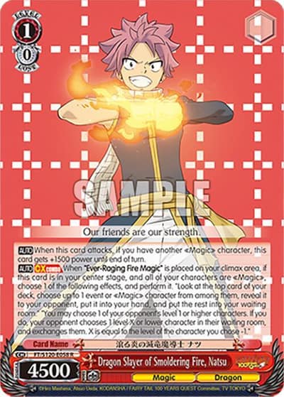 Dragon Slayer of Smoldering Fire, Natsu FT/S120-E058 R FAIRY TAIL 100 YEARS QUEST Weiss Schwarz card