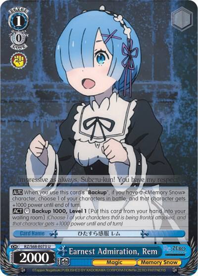 Earnest Admiration Rem RZ/S68-E073 U Re:ZERO Memory Snow Card