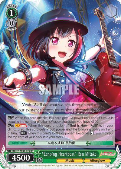 Echoing Heartbeat Ran Mitake BD/EN-W03-029 RR BanG Dream! Girls Band Party! MULTI LIVE Card