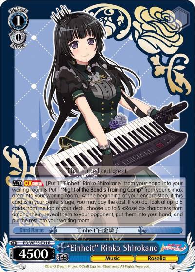 Einheit Rinko Shirokane Parallel Foil BD/WE35-E31 R Poppin’Party x Roselia Card
