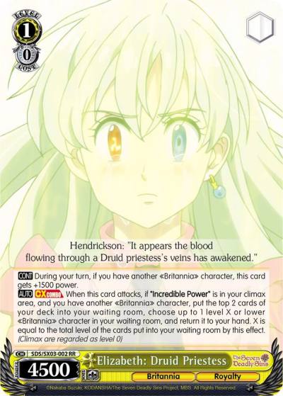 Elizabeth Druid Priestess SDS/SX03-002 RR The Seven Deadly Sins Card