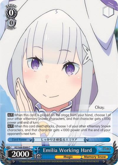 Emilia Working Hard RZ/S68-E084 C Re:ZERO Memory Snow Card
