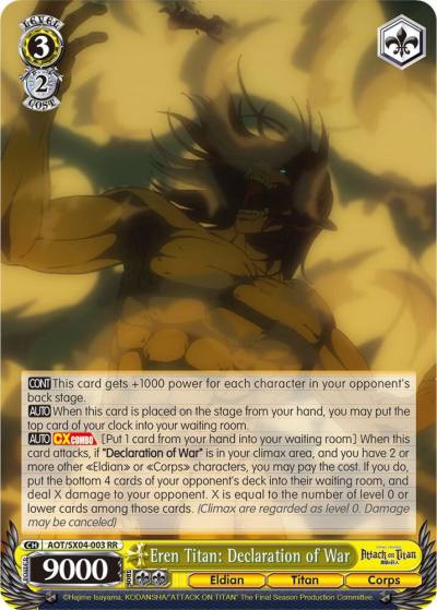 Eren Titan Declaration of War AOT/SX04-003 RR Attack On Titan: Final Season Card