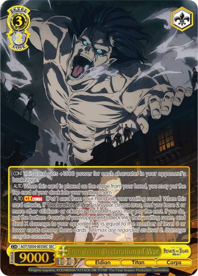Eren Titan Declaration of War SEC AOT/SX04-003SEC SEC Attack On Titan: Final Season Card