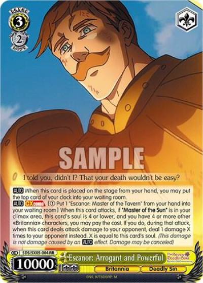 Escanor Arrogant and Powerful SDS/SX05-004 RR The Seven Deadly Sins: Revival of The Commandments Card