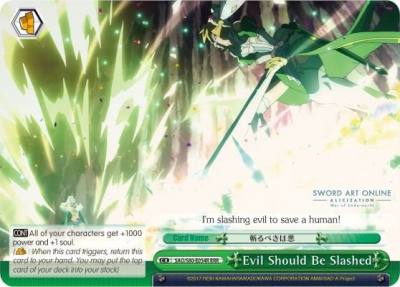 Evil Should Be Slashed RRR SAO/S80-E054R RRR Sword Art Online -Alicization- Vol.2 Card