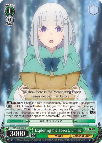 Exploring the Forest Emilia Parallel Foil RZ/SE35-E09 R Re:ZERO: The Frozen Bond Card