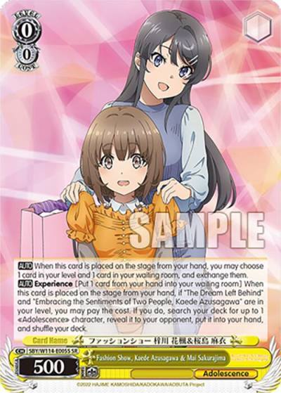 Fashion Show Kaede Azusagawa and Mai Sakurajima SR SBY/W114-E005S SR Rascal Does Not Dream Series Card