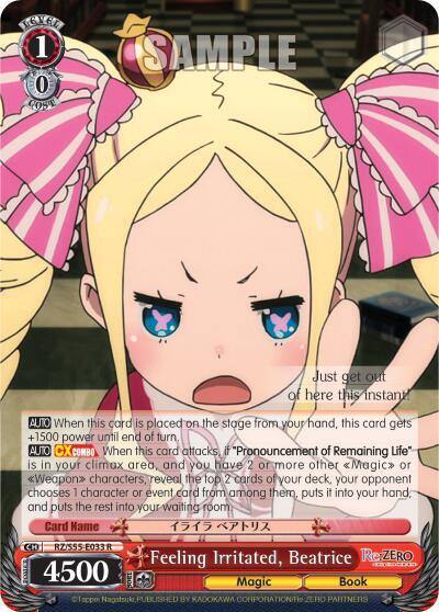 Feeling Irritated Beatrice RZ/S55-E033 R Re:ZERO Vol.2 Card