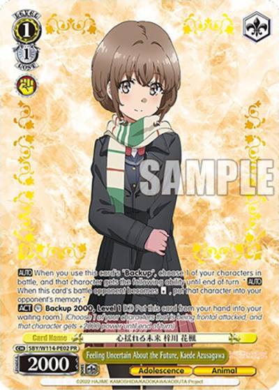 Feeling Uncertain About the Future Kaede Azusagawa PR SBY/W114-PE02 PR Rascal Does Not Dream Series Card