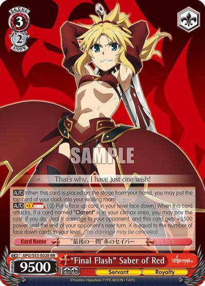 Final Flash Saber of Red APO/S53-E028 RR Fate/Apocrypha Card