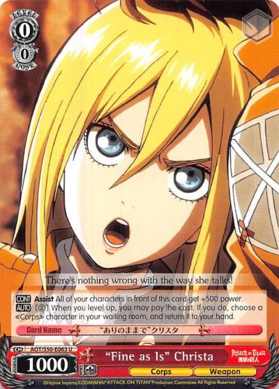 Fine as Is Christa AOT/S50-E063 U Attack on Titan Vol. 2 Card