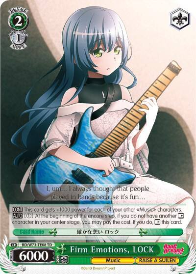 Firm Emotions LOCK BD/W73-TE08 TD BanG Dream! Vol.2 Card