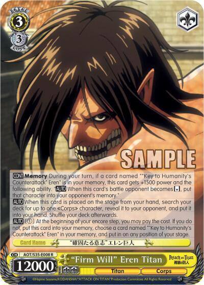 Firm Will Eren Titan AOT/S35-E008 R Attack on Titan Card