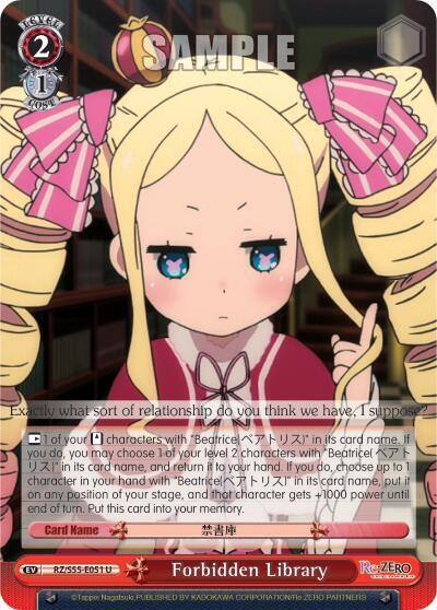 Forbidden Library RZ/S55-E051 U Re:ZERO Vol.2 Card