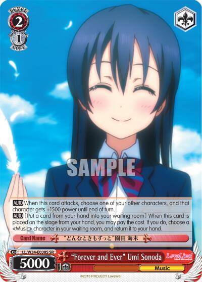 Forever and Ever Umi Sonoda SR LL/W34-E038S SR Love Live! Vol. 2 Card
