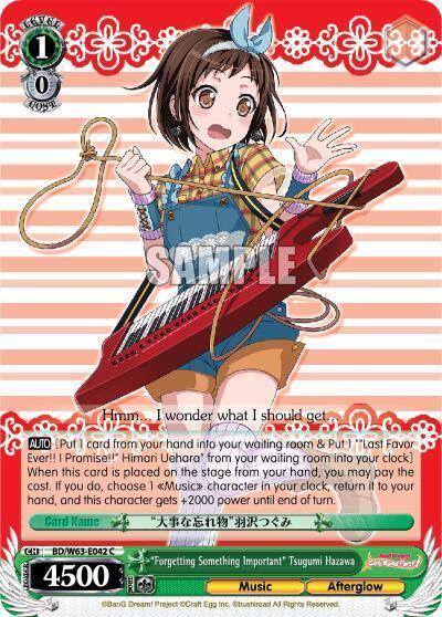 Forgetting Something Important Tsugumi Hazawa BD/W63-E042 C BanG Dream! Girls Band Party! Vol.2 Card