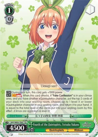 Fourth of the Quintuplets Yotsuba Nakano 5HY/W83-TE67 TD The Quintessential Quintuplets Card