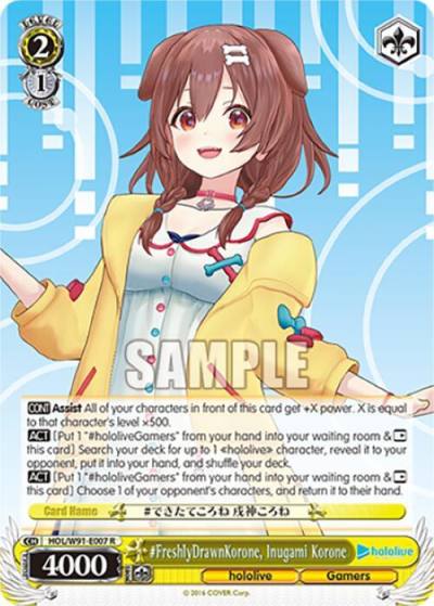 FreshlyDrawnKorone Inugami Korone HOL/W91-E007 R hololive production Card