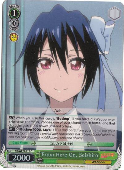 From Here On Seishiro Parallel Foil NK/WE22-E17 NISEKOI Extra Booster Card