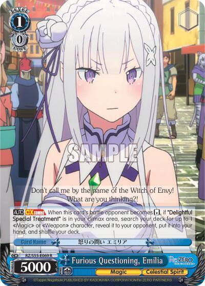 Furious Questioning Emilia RZ/S55-E069 R Re:ZERO Vol.2 Card