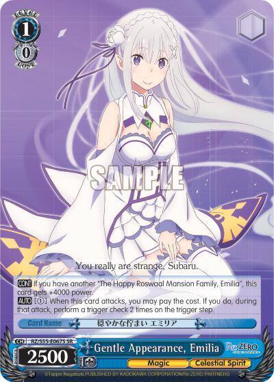Gentle Appearance Emilia SR RZ/S55-E067S SR Re:ZERO Vol.2 Card