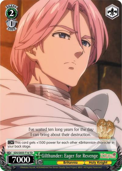 Gilthunder Eager for Revenge SDS/SX03-T16 TD The Seven Deadly Sins Card