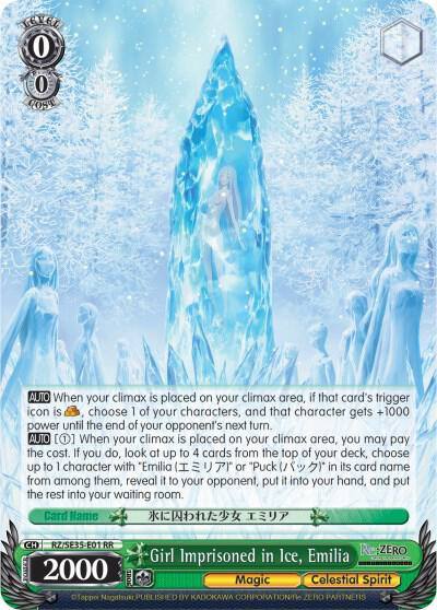 Girl Imprisoned in Ice Emilia Parallel Foil RZ/SE35-E01 RR Re:ZERO: The Frozen Bond Card