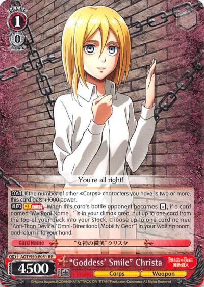Goddess Smile Christa AOT/S50-E051 RR Attack on Titan Vol. 2 Card