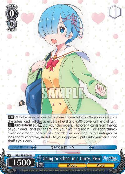 Going to School in a Hurry Rem RZ/S55-E064 R Re:ZERO Vol.2 Card