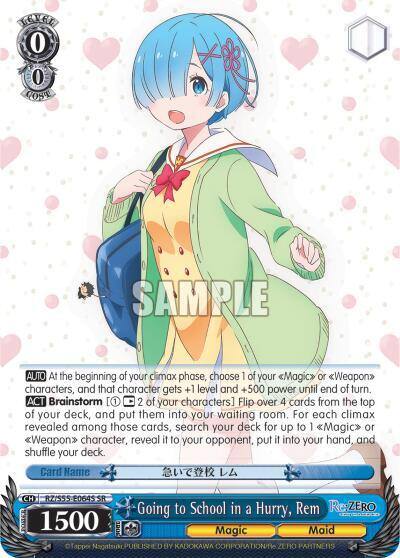 Going to School in a Hurry Rem SR RZ/S55-E064S SR Re:ZERO Vol.2 Card