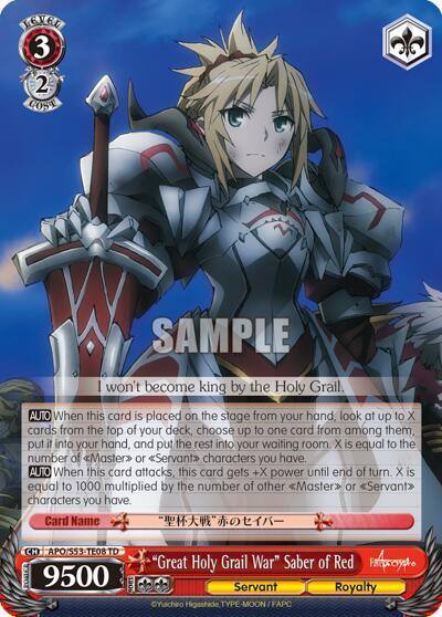 Great Holy Grail War Saber of Red APO/S53-TE08 TD Fate/Apocrypha Card
