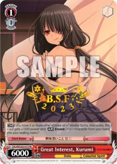 Great Interest Kurumi BSF Hot Stamp DAL/BSF2023-01 PR Date A Live Vol.2 Card