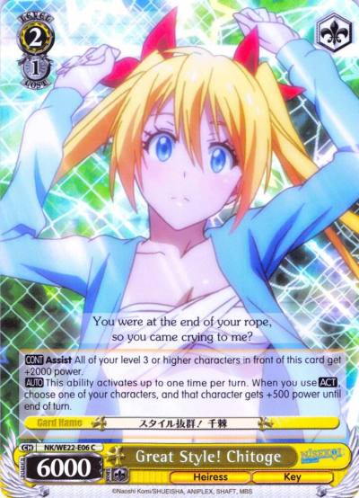 Great Style Chitoge Parallel Foil NK/WE22-E06 NISEKOI Extra Booster Card