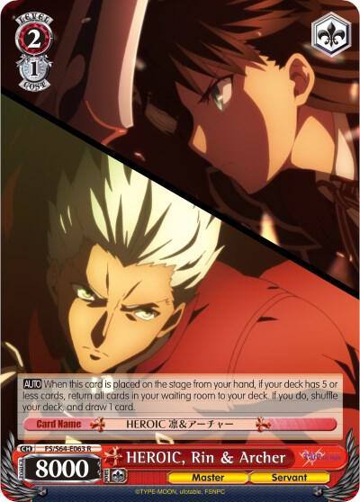HEROIC Rin and Archer FS/S64-E063 R Fate/stay night [Heaven’s Feel] Card