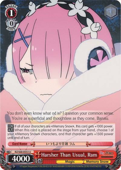 Harsher Than Usual Ram RZ/S68-E033 U Re:ZERO Memory Snow Card