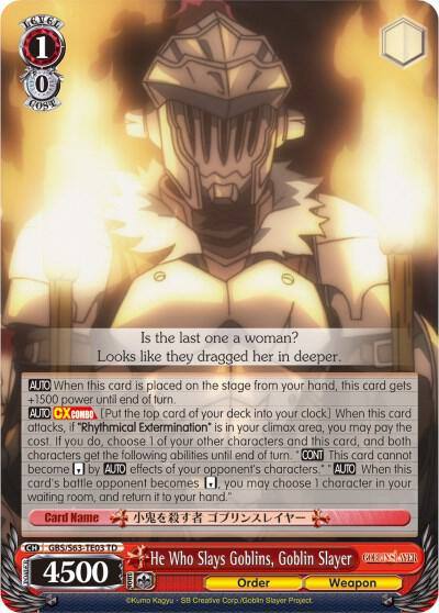 He Who Slays Goblins Goblin Slayer GBS/S63-TE03 TD Goblin Slayer Card