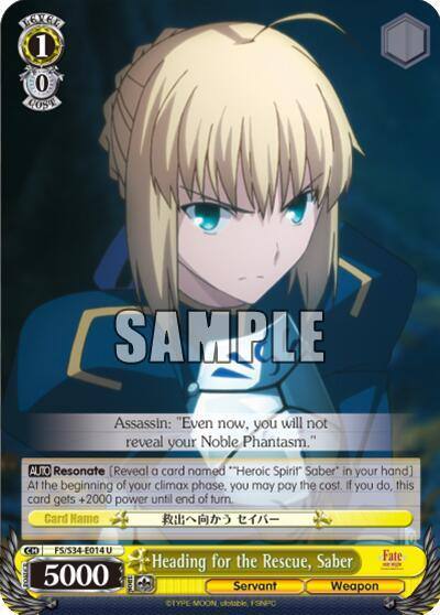 Heading for the Rescue Saber FS/S34-E014 U Fate/stay night [Unlimited Blade Works] Card